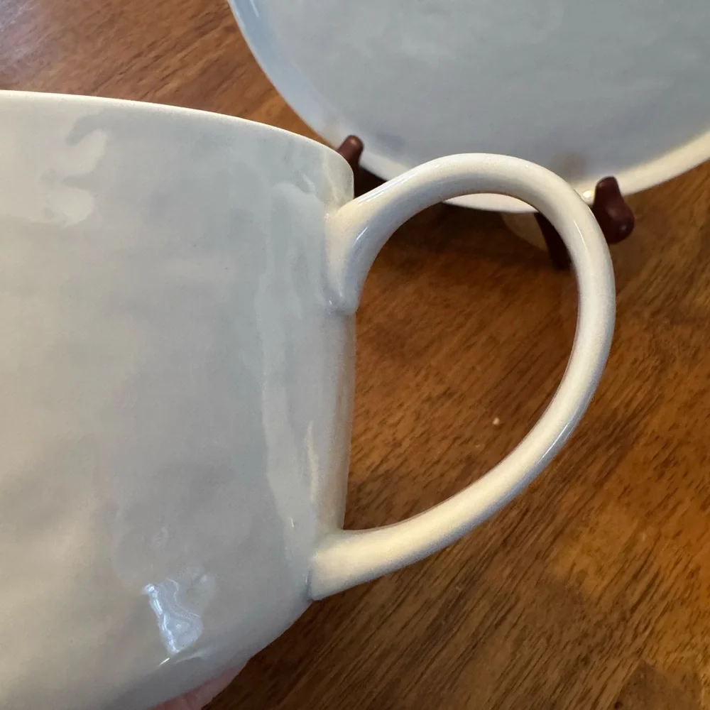 2 Crate & Barrel Soup And Sandwich Set Mercer White Jumbo 20 oz Farmhouse